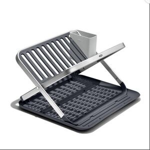 NIB Oxo Gray  Aluminum Dish rack foldable compact freestanding rustproof
